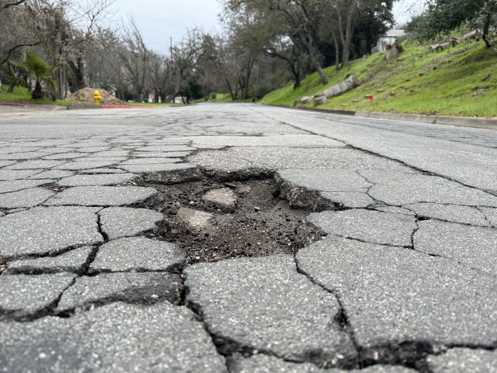 Pothole in a road